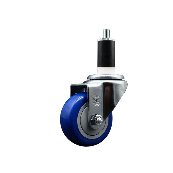 Service Caster 3'' SS Blue Poly Wheel Swivel 1-3/8'' Expanding Stem Caster SCC-SSEX20S314-PPUB-BLUE-138 - main